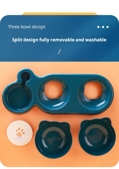 TiltSip™ – 3-in-1 Cat Feeding Station with Tilted Bowls & Gravity Water Feeder