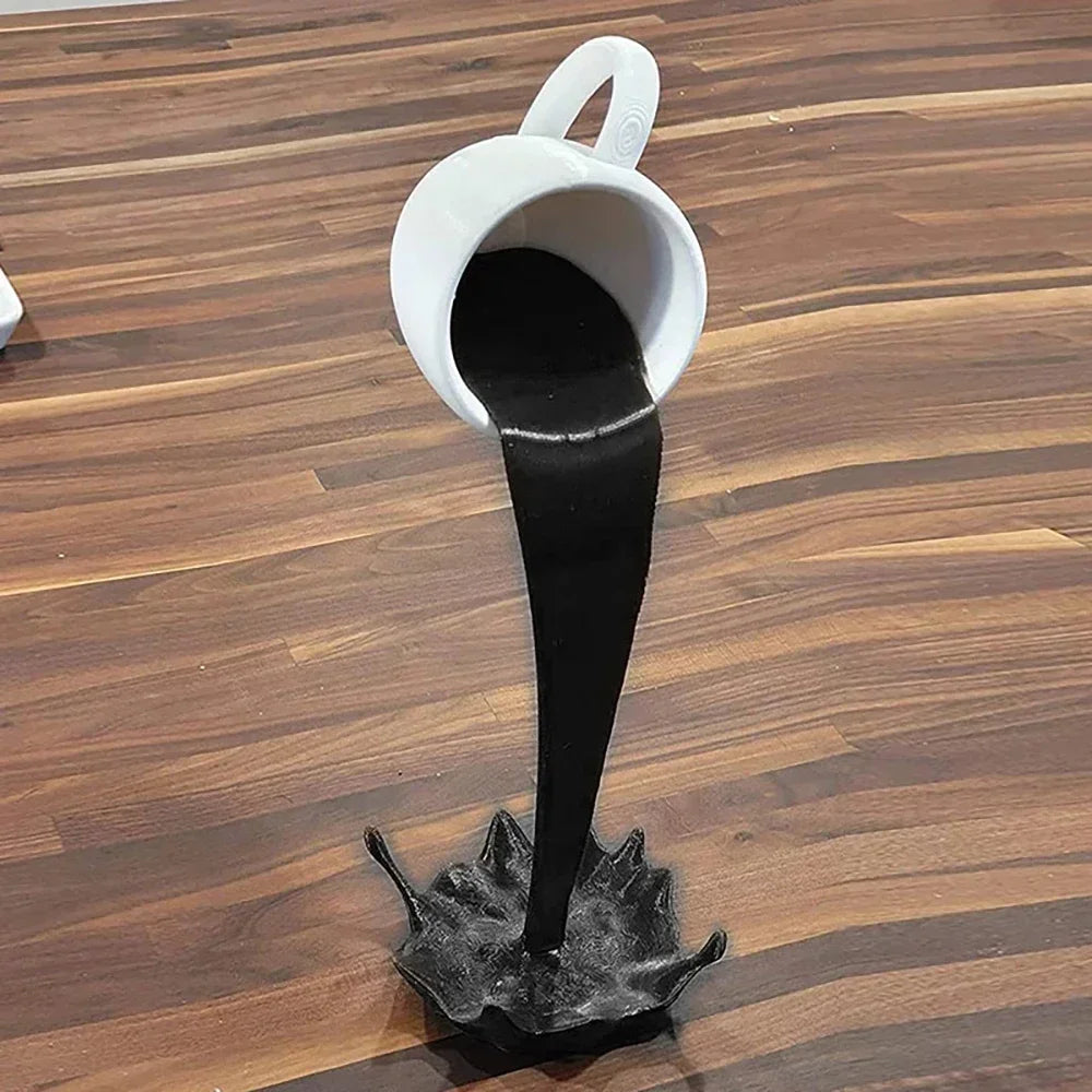 Floating Coffee Mug Sculpture – Gravity-Defying Art