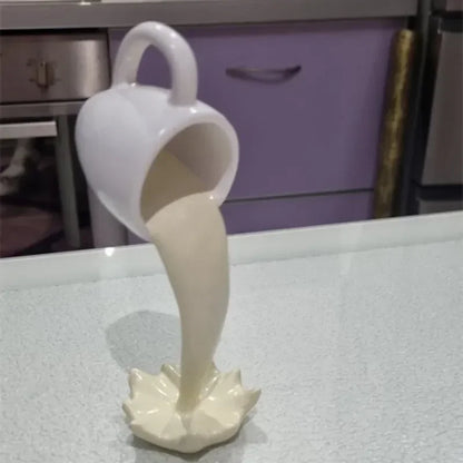 Floating Coffee Mug Sculpture – Gravity-Defying Art