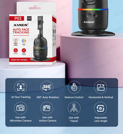 AI Face Tracking Gimbal – 360° Auto Rotate Selfie Stabilizer
