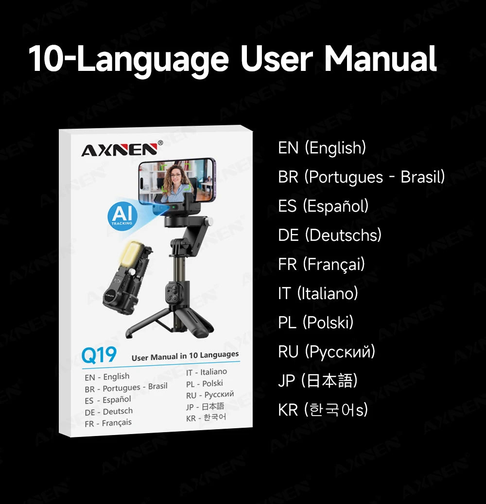 AXNEN Q19 AI Gimbal – 360° Face Tracking with Fill Light