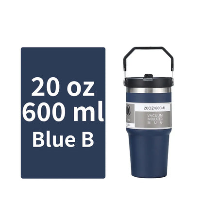 Vacuum Tumbler with Lid Stainless Steel Portable Water Bottle with Dazzling Handle Insulated Tumbler Tote Handle 20 30 OZ