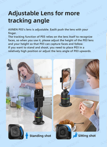 AI Face Tracking Gimbal – 360° Auto Rotate Selfie Stabilizer