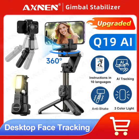 AXNEN Q19 AI Gimbal – 360° Face Tracking with Fill Light