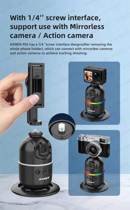 AI Face Tracking Gimbal – 360° Auto Rotate Selfie Stabilizer