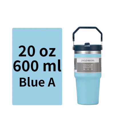 Vacuum Tumbler with Lid Stainless Steel Portable Water Bottle with Dazzling Handle Insulated Tumbler Tote Handle 20 30 OZ