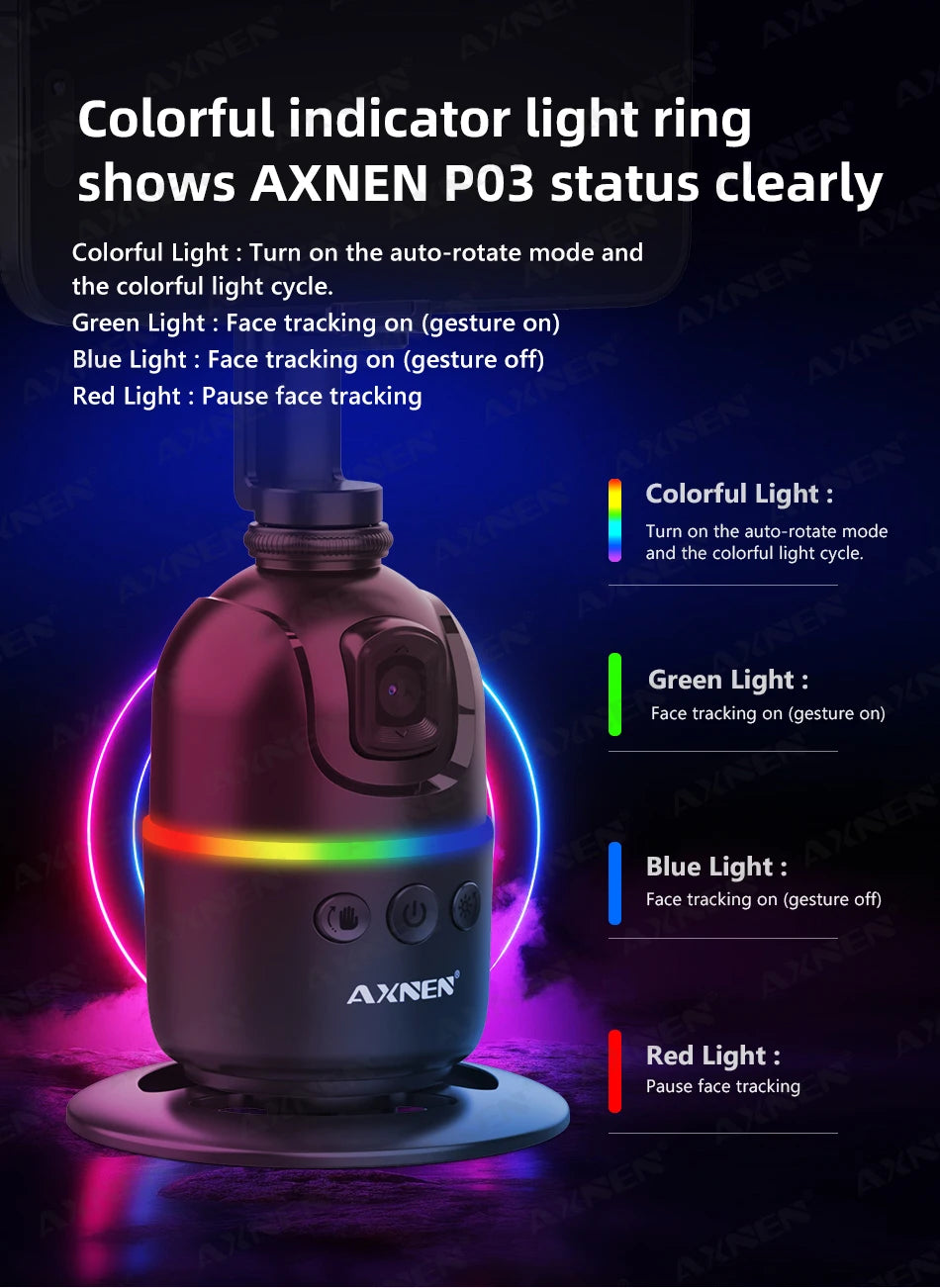 AI Face Tracking Gimbal – 360° Auto Rotate Selfie Stabilizer
