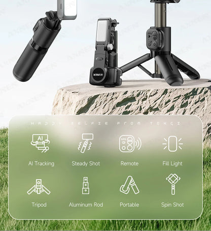 AXNEN Q19 AI Gimbal – 360° Face Tracking with Fill Light