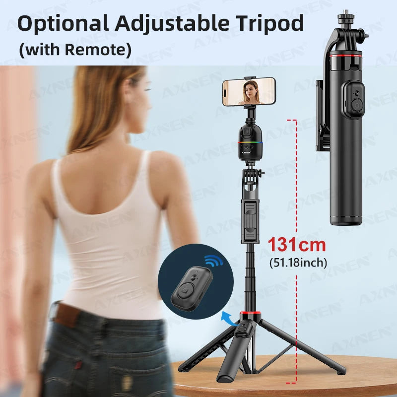 AI Face Tracking Gimbal – 360° Auto Rotate Selfie Stabilizer