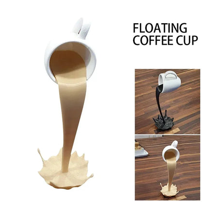 Floating Coffee Mug Sculpture – Gravity-Defying Art