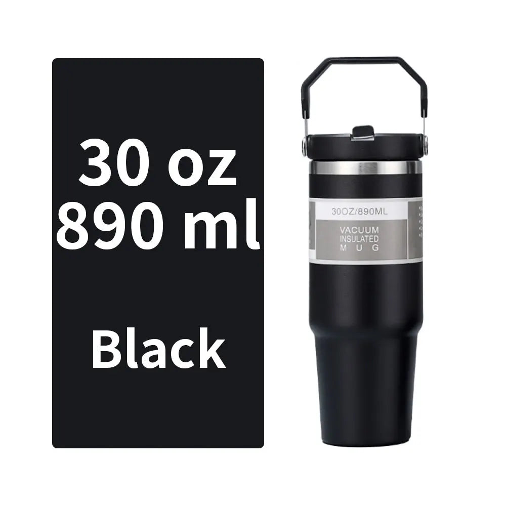 Vacuum Tumbler with Lid Stainless Steel Portable Water Bottle with Dazzling Handle Insulated Tumbler Tote Handle 20 30 OZ