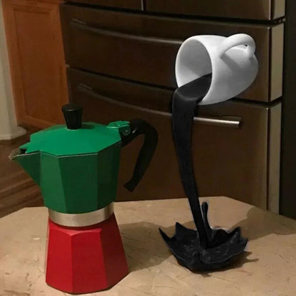 Floating Coffee Mug Sculpture – Gravity-Defying Art