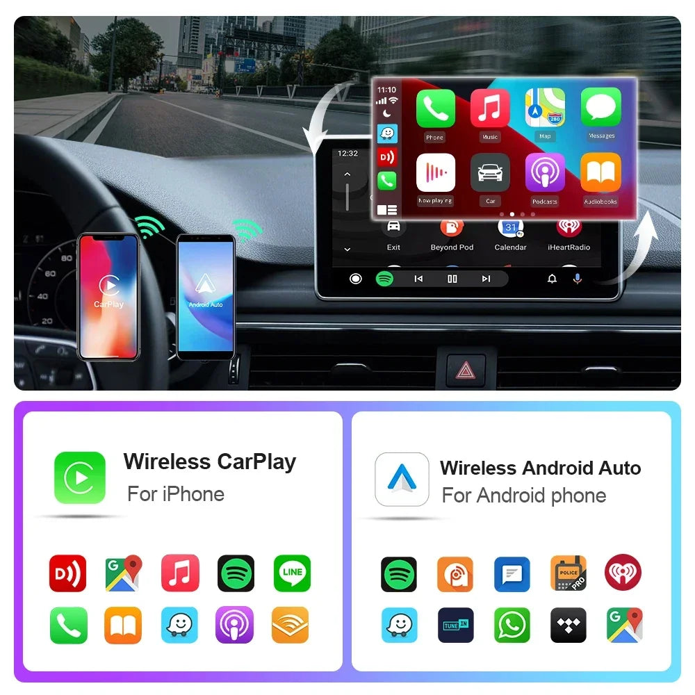 Wireless CarPlay & Android Auto – Plug & Play Freedom