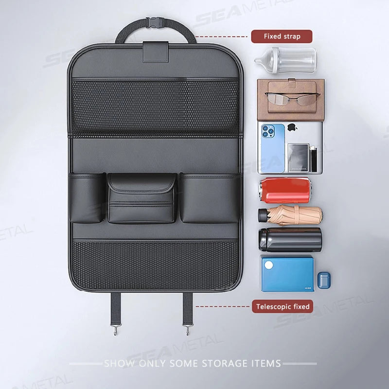 SEAMETAL Car Seat Organizer – Foldable Tray & Multi-Pocket Storage