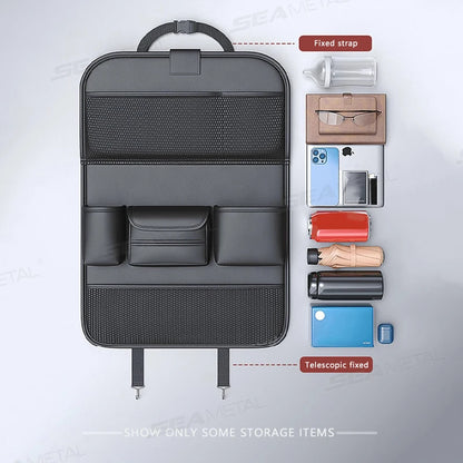 SEAMETAL Car Seat Organizer – Foldable Tray & Multi-Pocket Storage