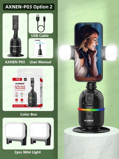 AI Face Tracking Gimbal – 360° Auto Rotate Selfie Stabilizer