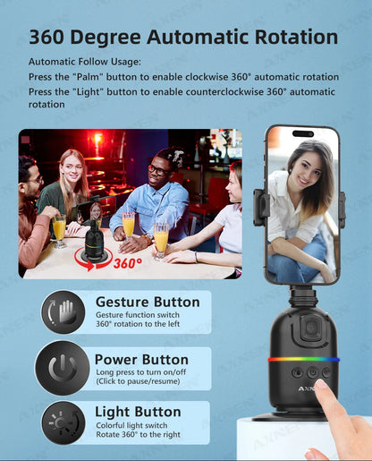 AI Face Tracking Gimbal – 360° Auto Rotate Selfie Stabilizer