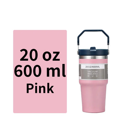 Vacuum Tumbler with Lid Stainless Steel Portable Water Bottle with Dazzling Handle Insulated Tumbler Tote Handle 20 30 OZ