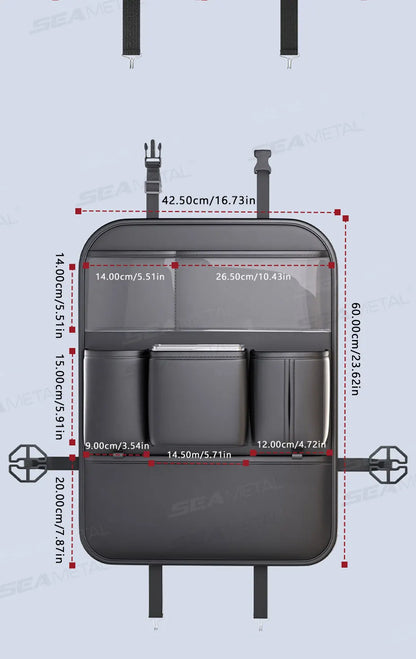 SEAMETAL Car Seat Organizer – Foldable Tray & Multi-Pocket Storage