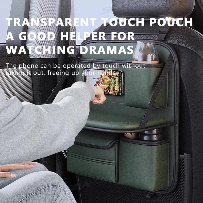 SEAMETAL Car Seat Organizer – Foldable Tray & Multi-Pocket Storage