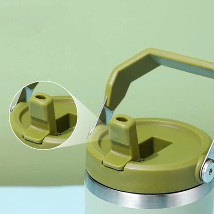 Vacuum Tumbler with Lid Stainless Steel Portable Water Bottle with Dazzling Handle Insulated Tumbler Tote Handle 20 30 OZ