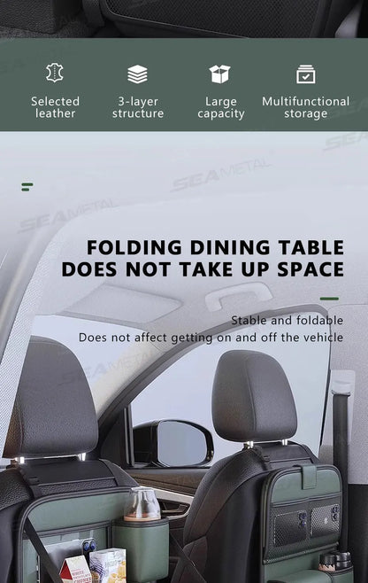 SEAMETAL Car Seat Organizer – Foldable Tray & Multi-Pocket Storage