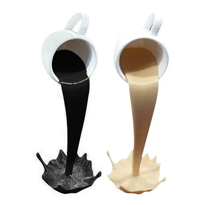 Floating Coffee Mug Sculpture – Gravity-Defying Art