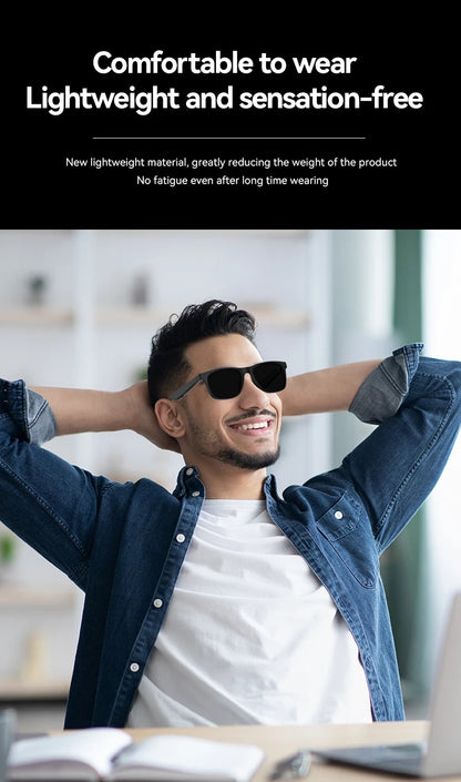 LAXASFIT 2025 New Men's Smart Glasses Women's Bluetooth Glasses Voice Call Control Music UV Polarized Sunglasses