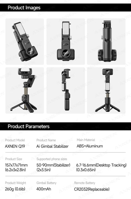 AXNEN Q19 AI Gimbal – 360° Face Tracking with Fill Light