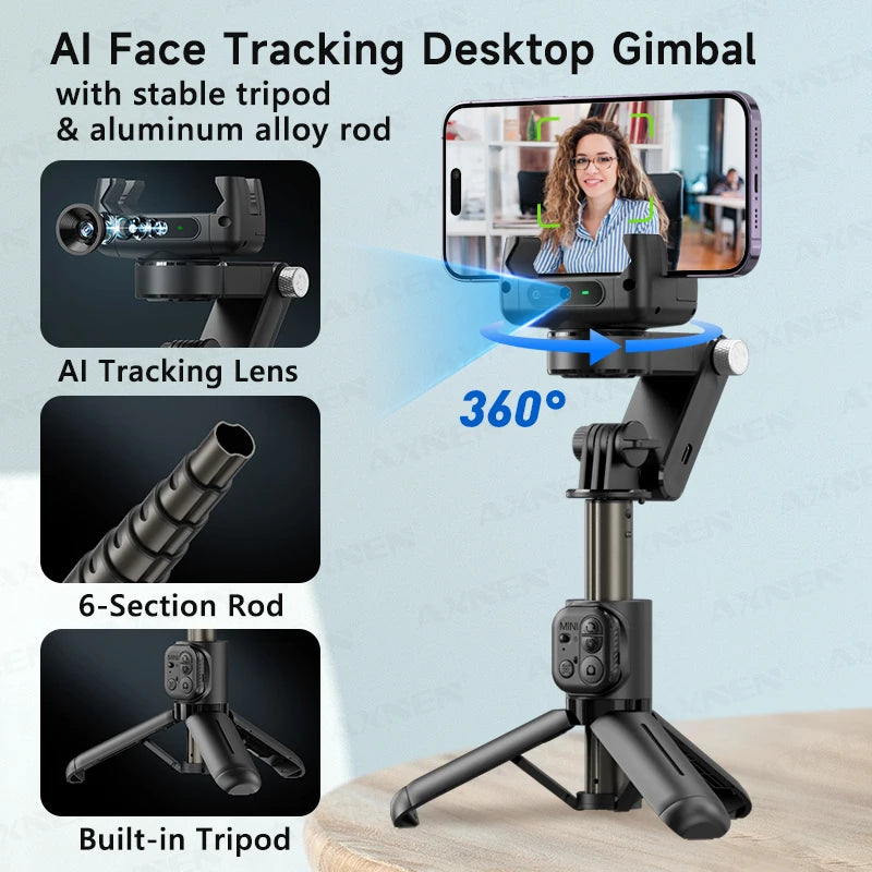 AXNEN Q19 AI Gimbal – 360° Face Tracking with Fill Light
