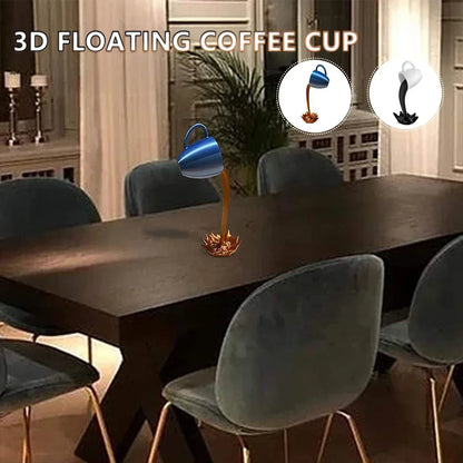 Floating Coffee Mug Sculpture – Gravity-Defying Art