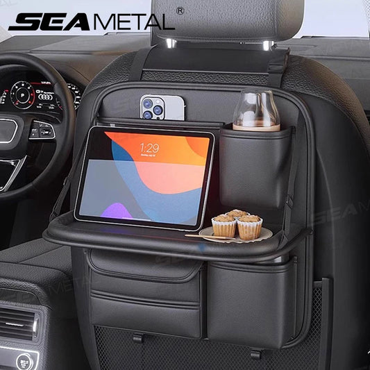 SEAMETAL Car Seat Organizer – Foldable Tray & Multi-Pocket Storage